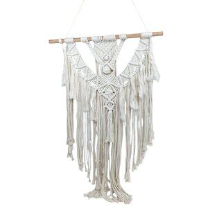 Handmade Boho White Macrame Wall Hanging Decor